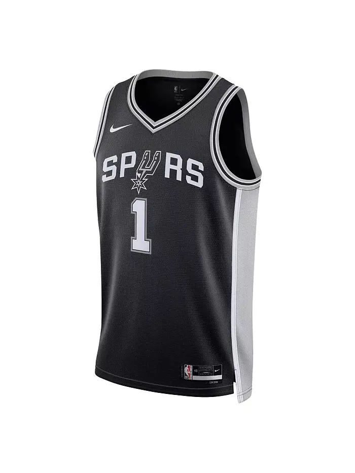 Мужская и женская баскетбольная майка Victor Wembanyama в черном цвете San Antonio Spurs — выбор в — изображение 2 из 3