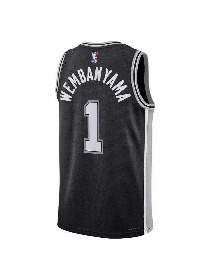 Мужская и женская баскетбольная майка Victor Wembanyama в черном цвете San Antonio Spurs — выбор в — изображение 3 из 3