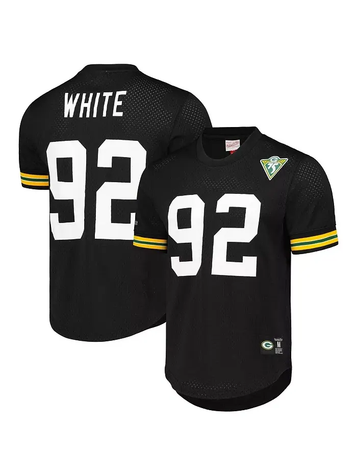 Мужская футболка Reggie White Black Green Bay Packers Mitchell & Ness