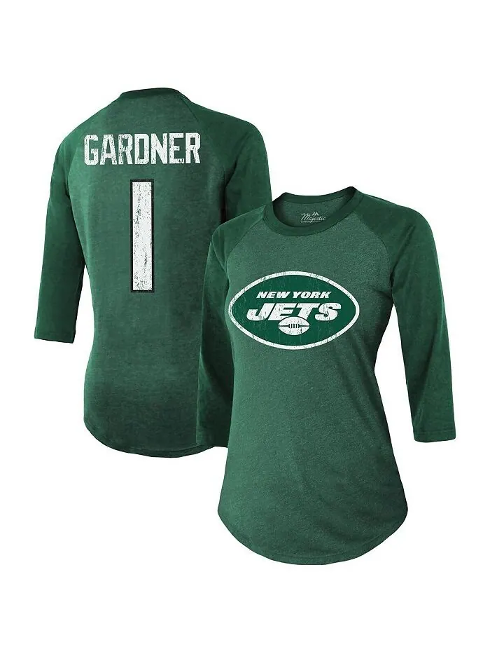 Женская футболка Ahmad Sauce Gardner Green New York Jets с именем и номером игрока, футболка — изображение 1 из 3, зеленый