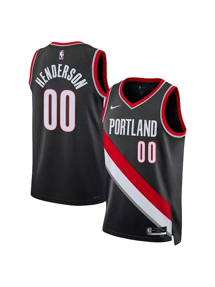 Мужская и женская баскетбольная майка Scoot Henderson Portland Trail Blazers черная, драфт НБА — изображение 1 из 3