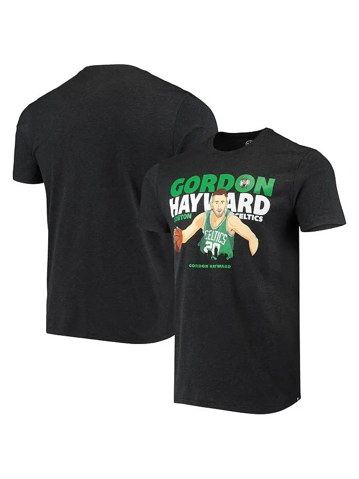 Мужская черная футболка с рисунком Gordon Hayward Heathered Boston Celtics Player '47 Brand