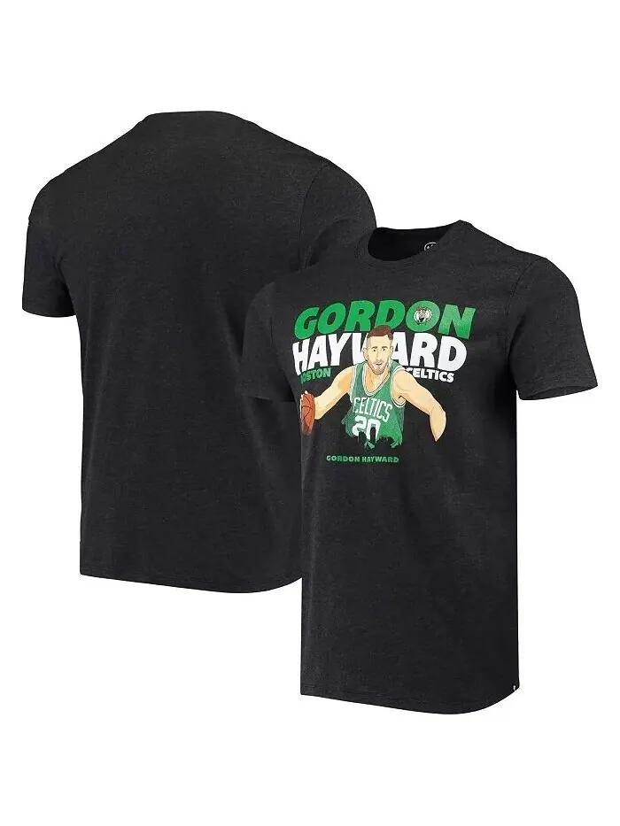 Мужская черная футболка с рисунком Gordon Hayward Heathered Boston Celtics Player '47 Brand