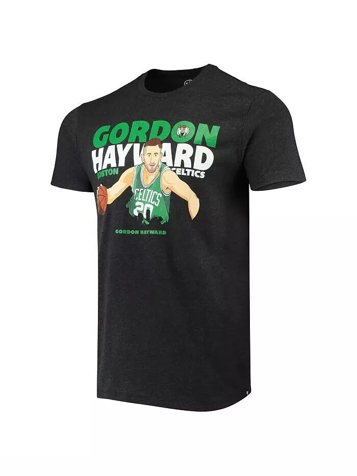 Мужская черная футболка с рисунком Gordon Hayward Heathered Boston Celtics Player '47 Brand — изображение 3 из 3