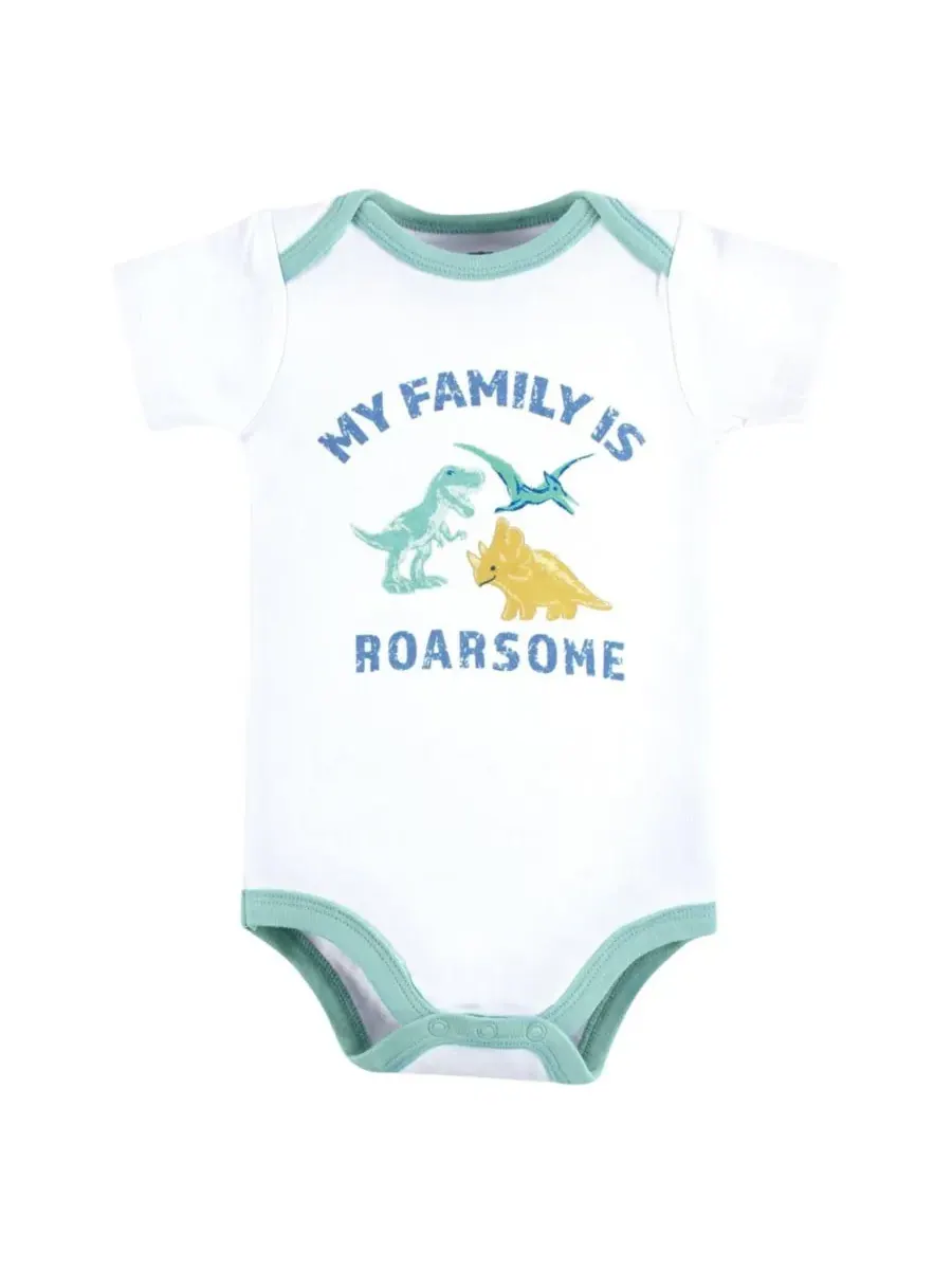 Комплект из трех мягких хлопковых боди Hudson Baby, Family Dino — изображение 5 из 5