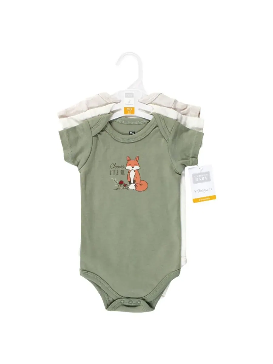 Комплект из трех мягких хлопковых боди Hudson Baby, Forest Fox — изображение 4 из 5