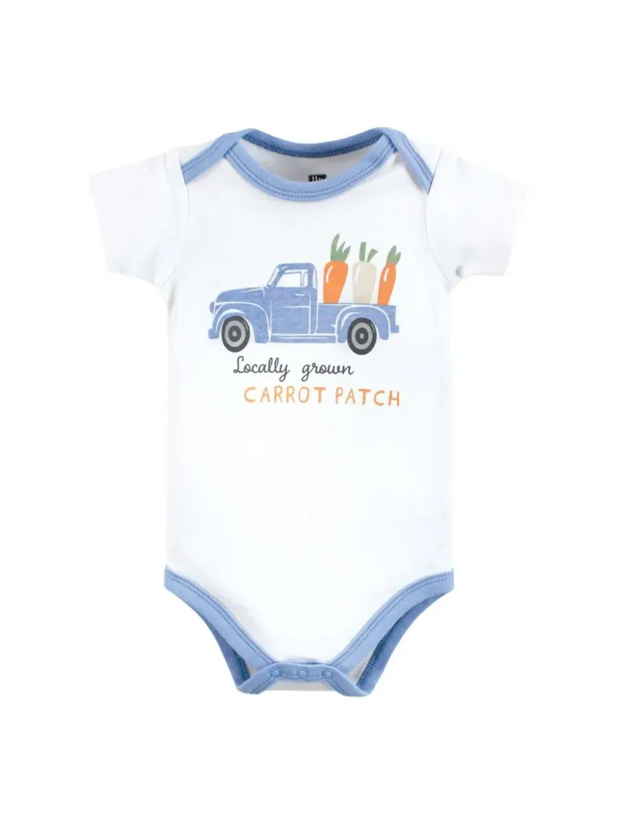 Комплект из трех мягких хлопковых боди Hudson Baby, Carrot Patch Truck — изображение 2 из 5