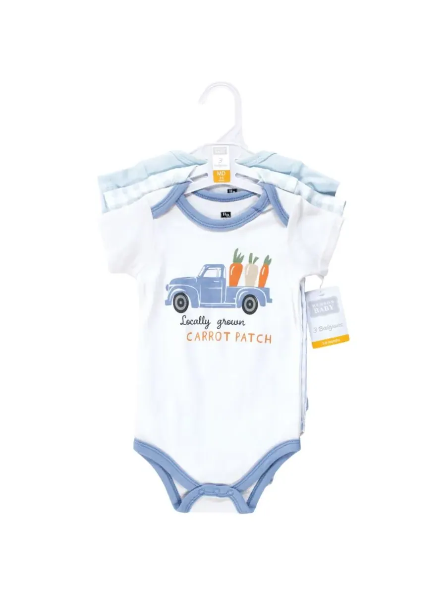 Комплект из трех мягких хлопковых боди Hudson Baby, Carrot Patch Truck — изображение 3 из 5