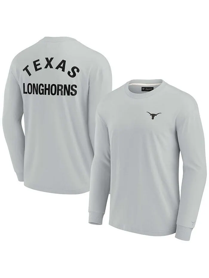 Мужская и женская серая супермягкая футболка с длинным рукавом Texas Longhorns Fanatics Signature — серый