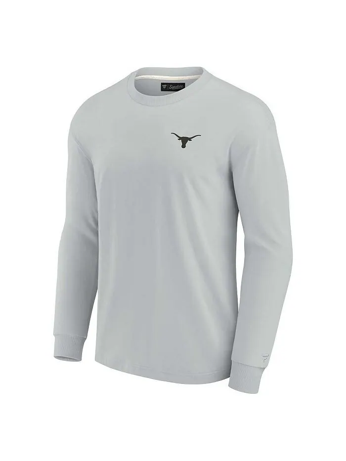 Мужская и женская серая супермягкая футболка с длинным рукавом Texas Longhorns Fanatics Signature — изображение 2 из 3, серый