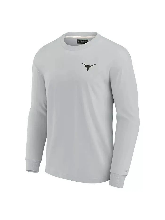 Мужская и женская серая футболка Texas Longhorns с длинным рукавом, супермягкая Fanatics Signature — изображение 2 из 3