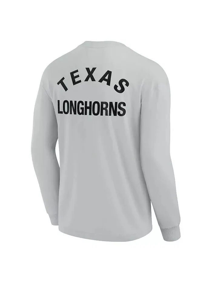 Мужская и женская серая футболка Texas Longhorns с длинным рукавом, супермягкая Fanatics Signature — изображение 3 из 3