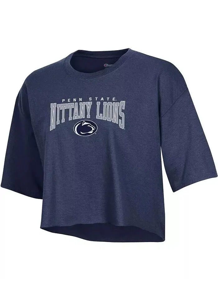 Женская укороченная футболка-бойфренд Heather Темно-синяя Penn State Nittany Lions Champion — изображение 2 из 3
