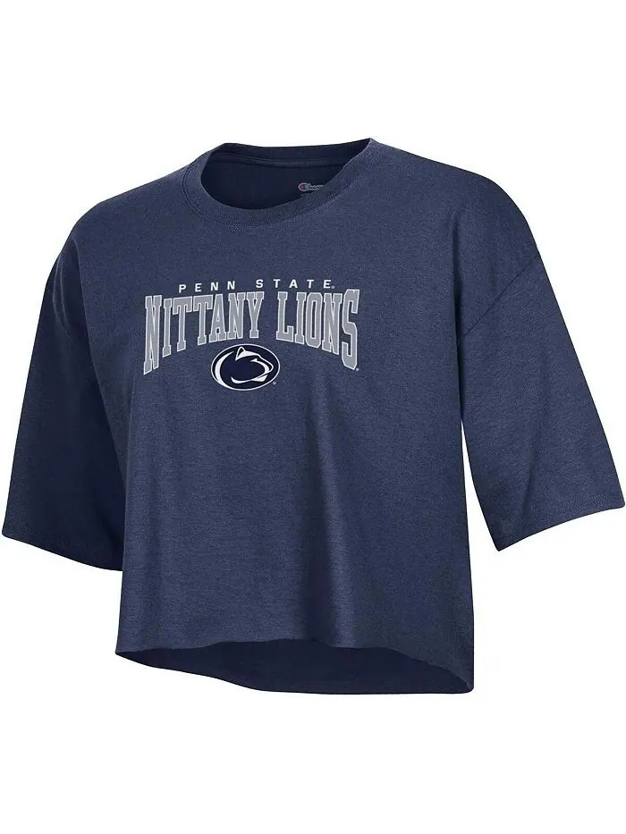 Женская укороченная футболка-бойфренд Heather Темно-синяя Penn State Nittany Lions Champion — изображение 2 из 3, темно-синий