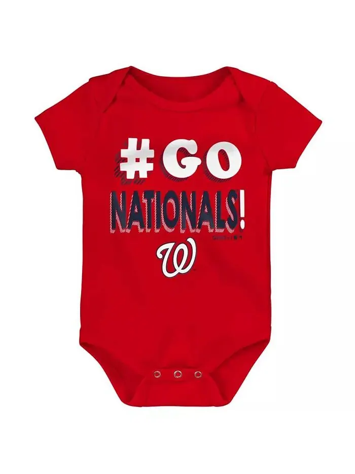 Комплект из 3 боди унисекс для младенцев, красно-синего и серого цветов, Washington Nationals Born — изображение 2 из 4