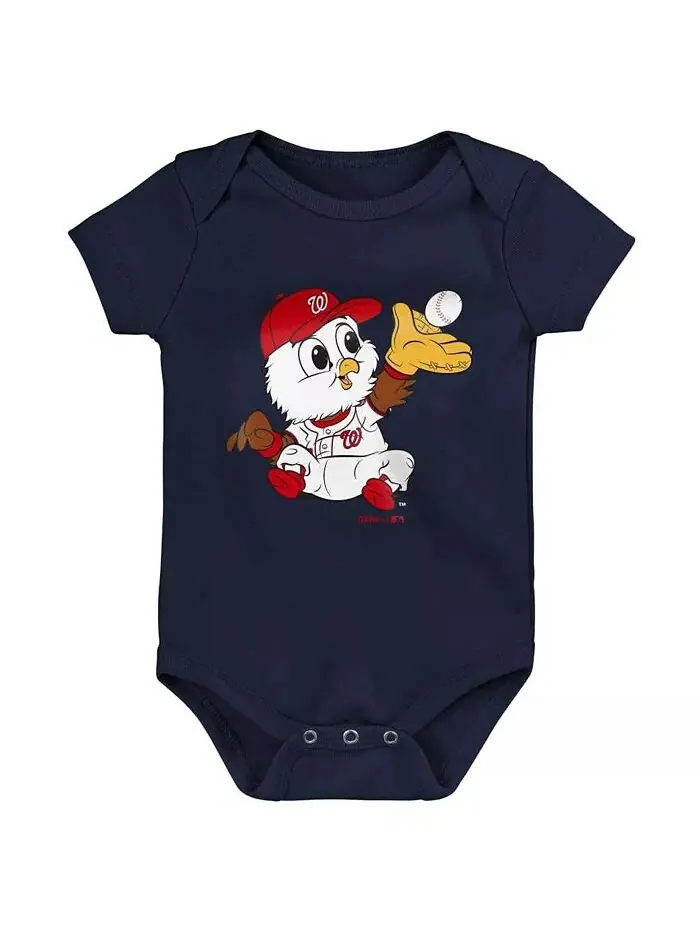 Комплект из 3 боди унисекс для младенцев, красно-синего и серого цветов, Washington Nationals Born — изображение 3 из 4