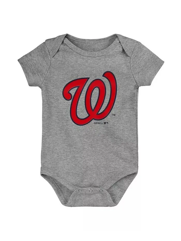 Комплект из 3 боди унисекс для младенцев, красно-синего и серого цветов, Washington Nationals Born — изображение 4 из 4