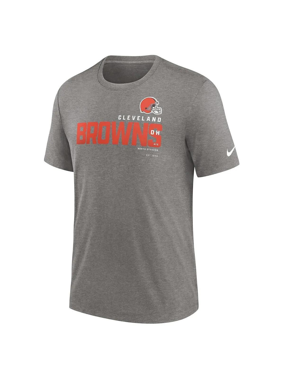 Мужская футболка Heather Charcoal Cleveland Browns Team Tri-Blend Nike — изображение 2 из 3, темно-серый