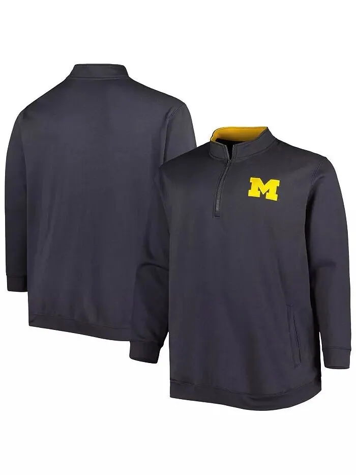 Мужская толстовка с логотипом Michigan Wolverines Big and Tall Tortugas с угольно-черной молнией — изображение 1 из 3