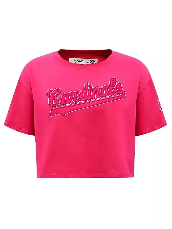 Женская розовая футболка St. Louis Cardinals Triple Pink свободного кроя Pro Standard — изображение 3 из 4