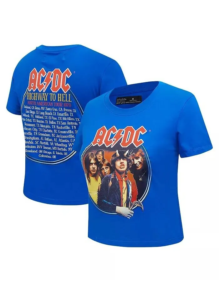 Женская футболка Royal AC/DC Highway to Tour 1979 Baby Doll Cropped Freeze Max