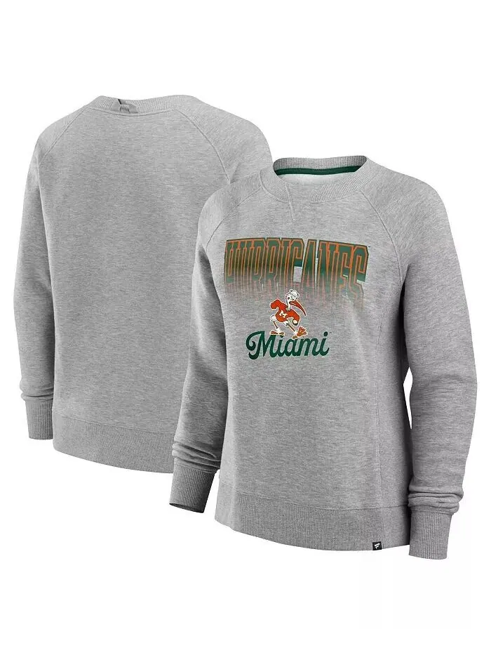 Женская флисовая толстовка Heather Grey Miami Hurricanes Training Camp Hit Hard Fanatics — изображение 1 из 3