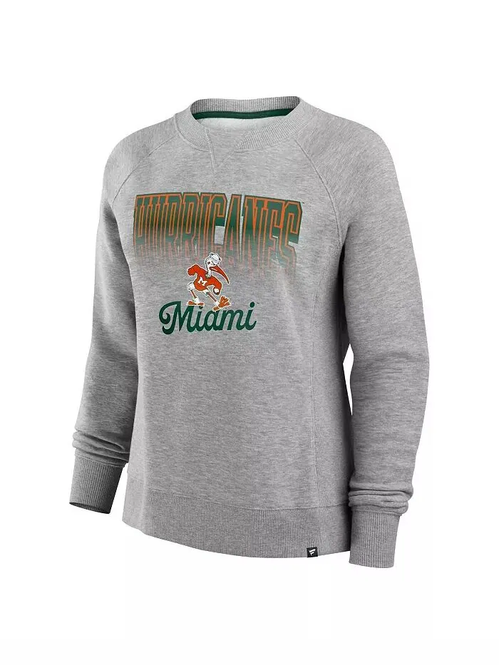 Женская флисовая толстовка Heather Grey Miami Hurricanes Training Camp Hit Hard Fanatics — изображение 2 из 3