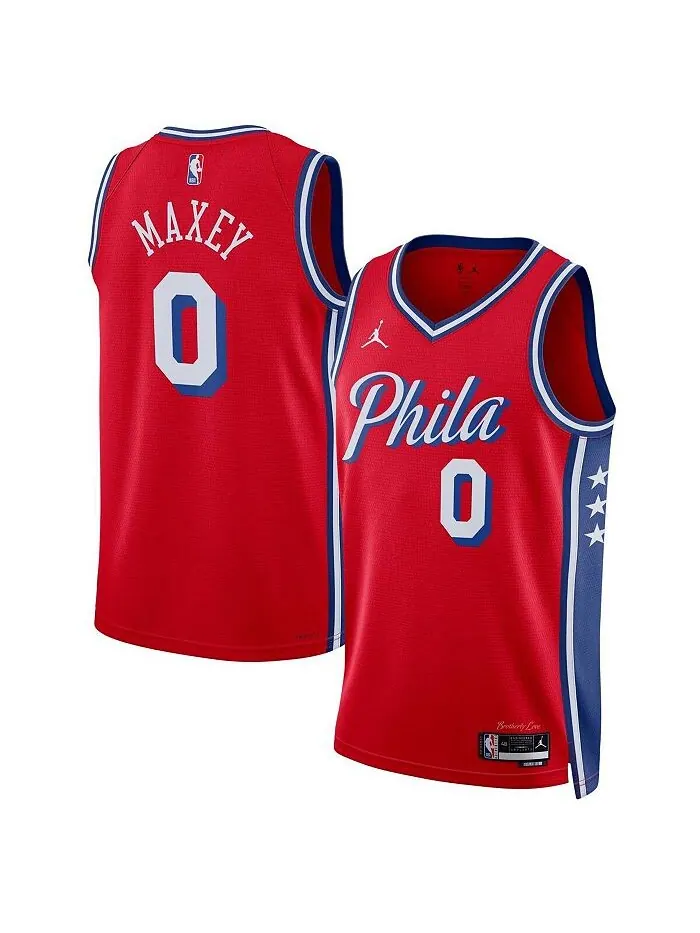 Мужская брендовая майка Tyrese Maxey Red Philadelphia 76ers 2022/23 Statement Edition Swingman