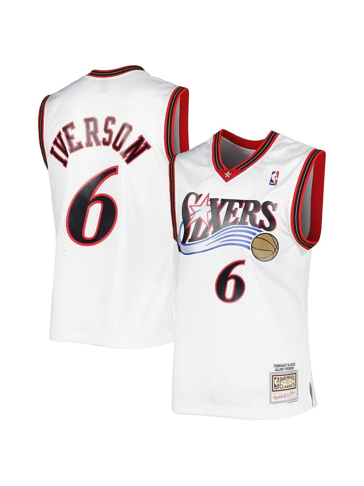 Мужская белая майка Allen Iverson Philadelphia 76ers Hardwood Classics 2002 Swingman Mitchell & Ness — изображение 1 из 2