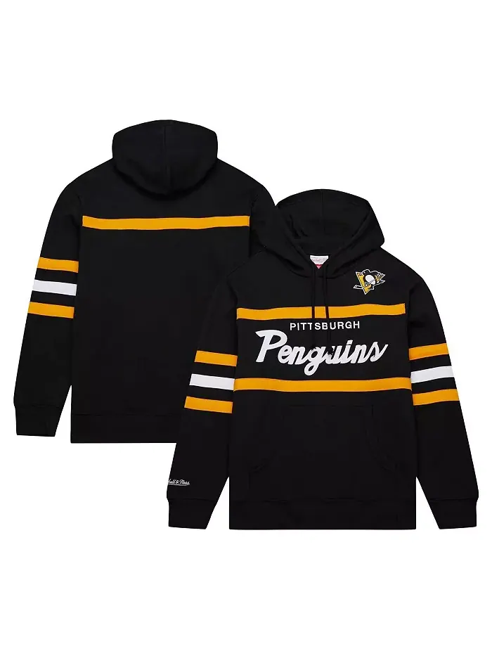 Мужская черная толстовка с капюшоном Pittsburgh Penguins Head Coach Mitchell & Ness — изображение 1 из 4