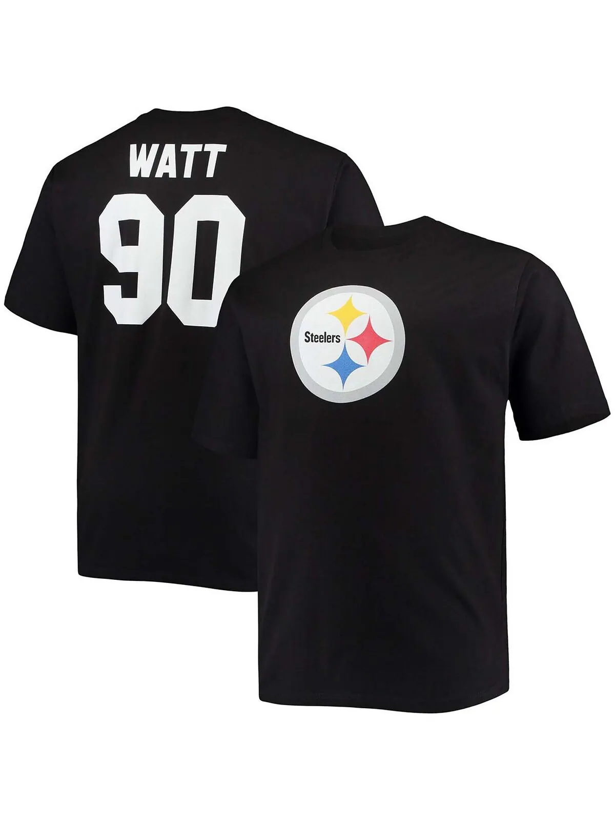 Мужские большие и высокие t.j. футболка с именем и номером игрока watt black pittsburgh steelers — изображение 1 из 3, черный