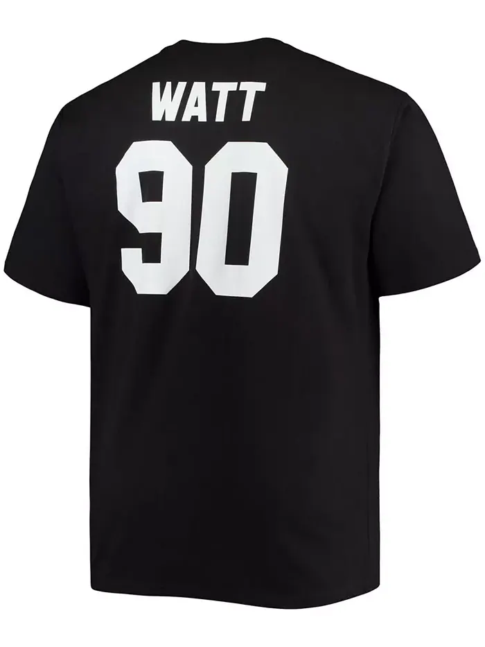Мужская футболка с именем и номером игрока T.J. Watt Pittsburgh Steelers, черная, больших размеров — изображение 2 из 3
