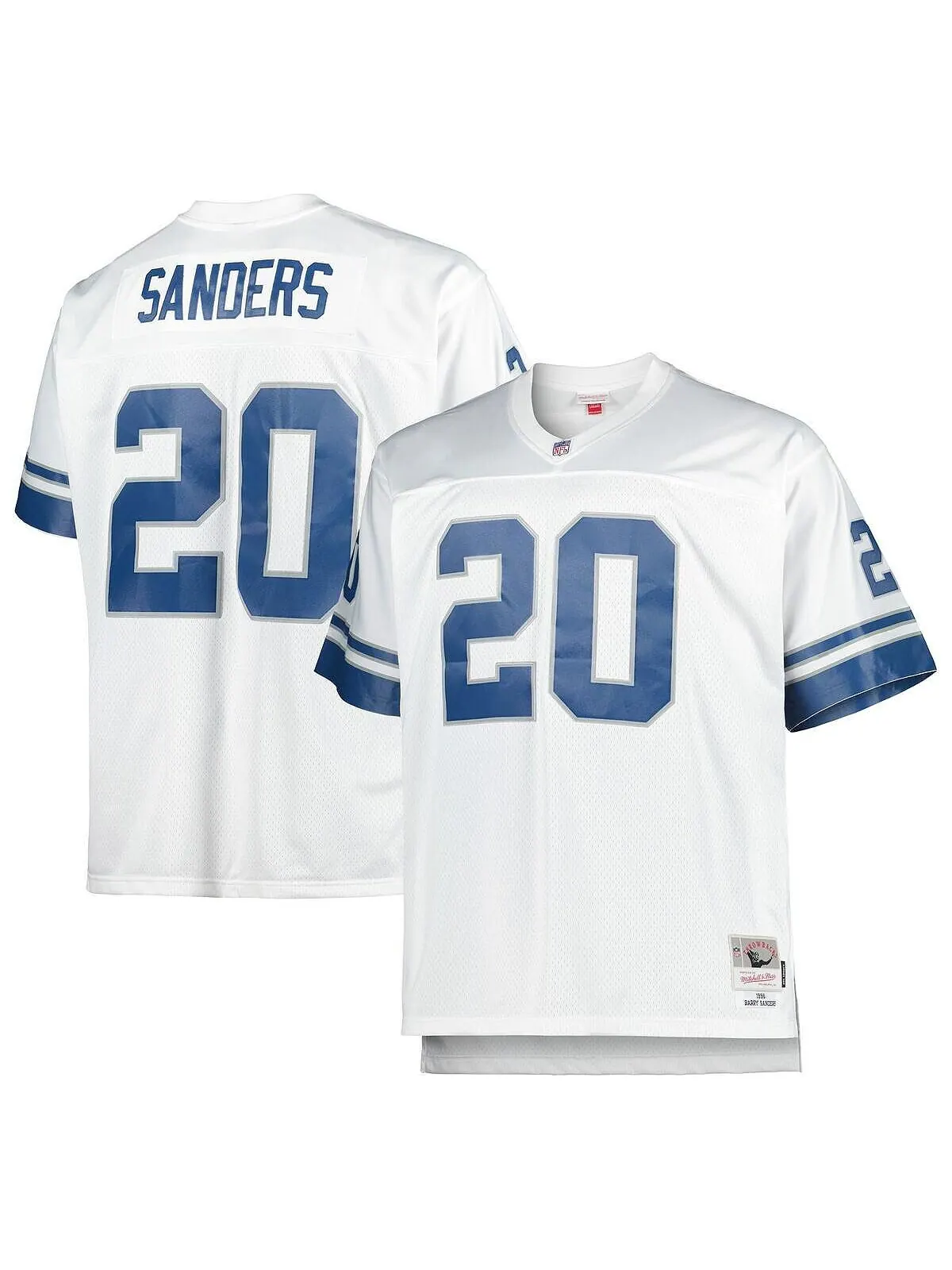 Мужская футболка barry sanders white detroit lions big and tall 1996 года, копия игрока на пенсии — изображение 1 из 3, белый