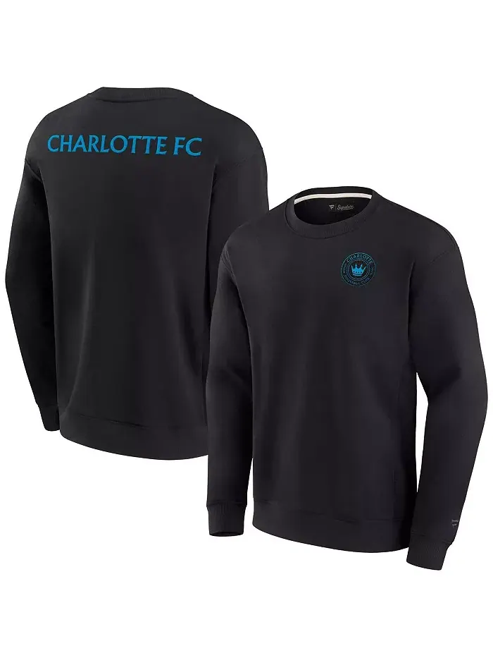 Мужская и женская черная супермягкая флисовая толстовка Charlotte FC Fanatics Signature — изображение 1 из 3