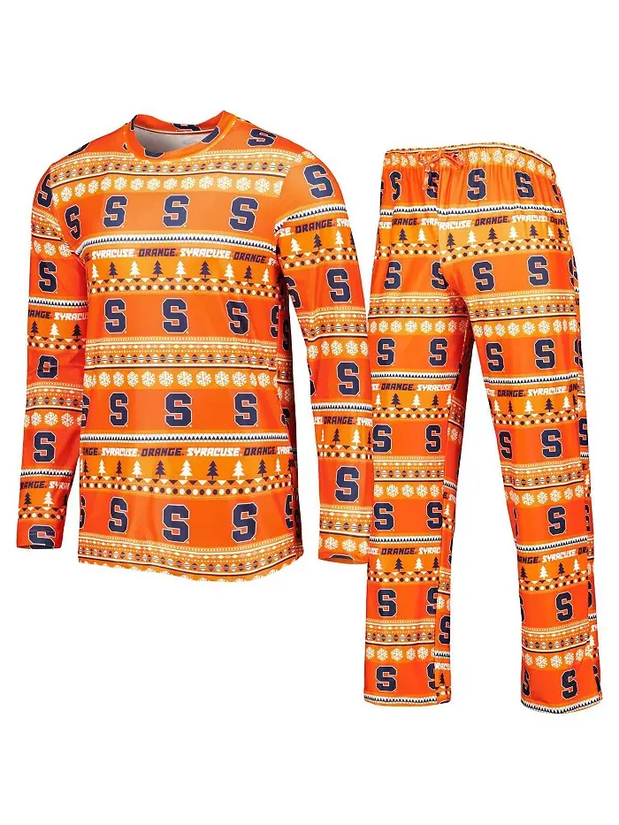 Мужской оранжевый спальный комплект Syracuse Orange Swivel с длинным рукавом и брюками Concepts — изображение 1 из 4