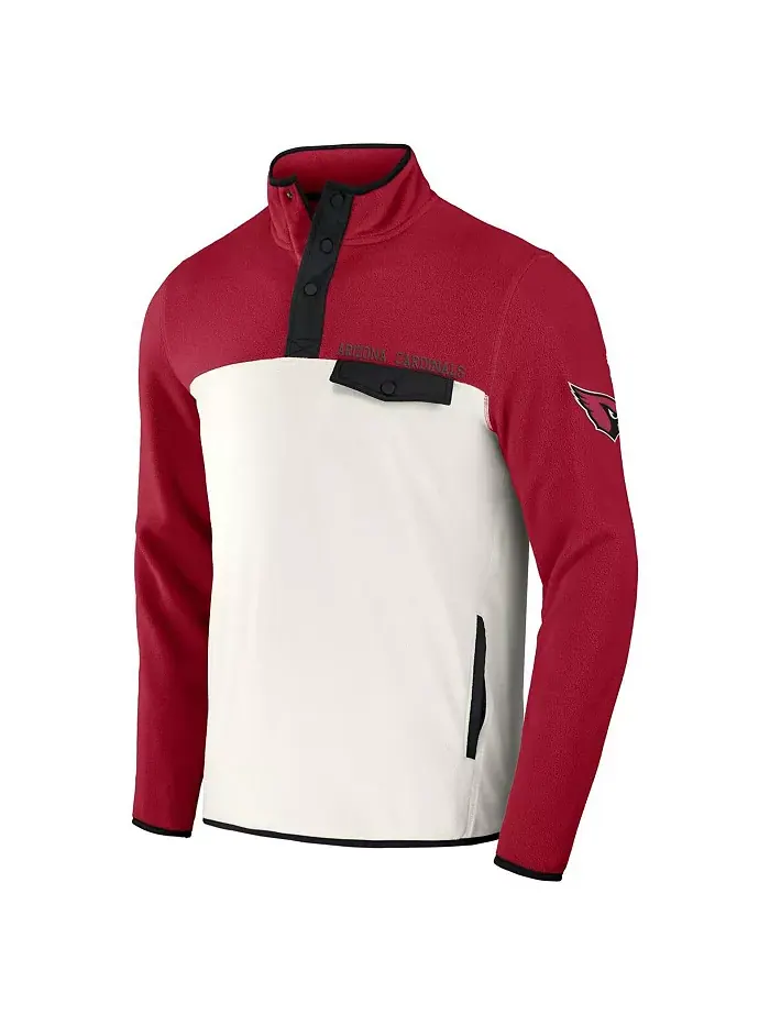 Мужская микрофлисовая толстовка на четверть молнии Arizona Cardinals в цвете Cardinal/Cream Fanatics — изображение 3 из 3