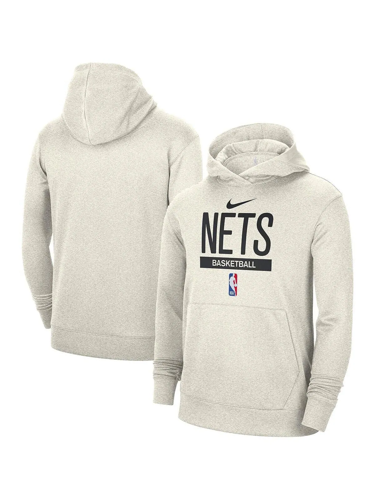 Мужская кремовая толстовка с капюшоном brooklyn nets 2022/23 spotlight on-court practice — изображение 1 из 3, бежевый