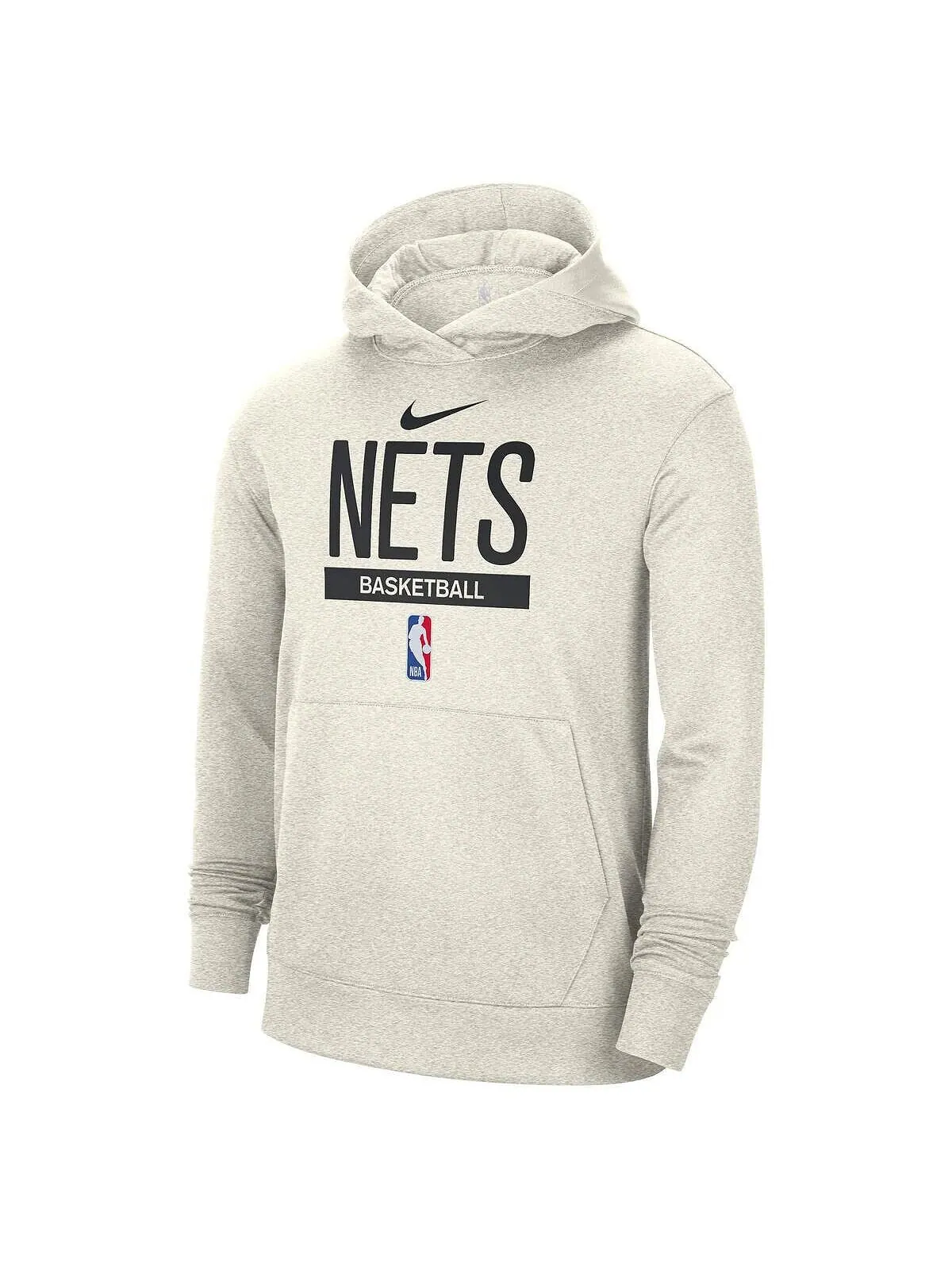 Мужская кремовая толстовка с капюшоном brooklyn nets 2022/23 spotlight on-court practice — изображение 3 из 3, бежевый
