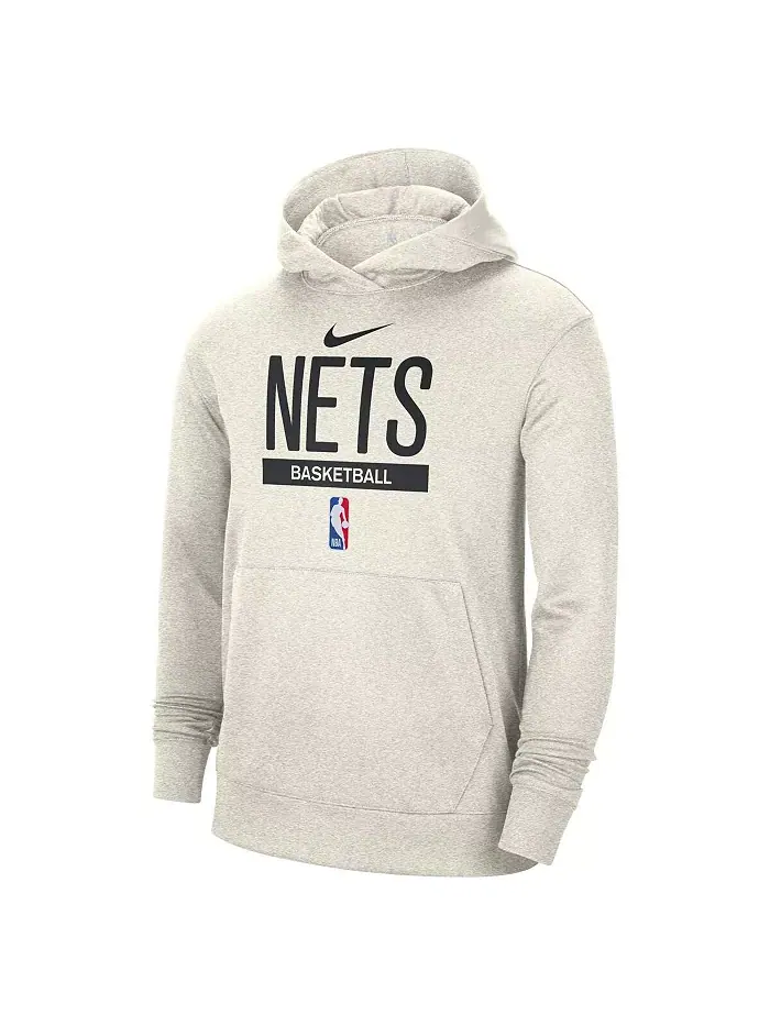 Мужская кремовая толстовка с капюшоном Brooklyn Nets 2022/23 Spotlight On-Court для тренировок и — изображение 3 из 3