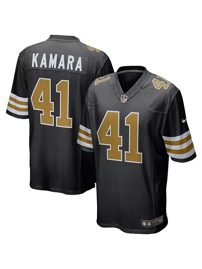 Мужская игровая футболка Alvin Kamara в черном цвете New Orleans Saints (альтернативная версия) Nike — изображение 1 из 3