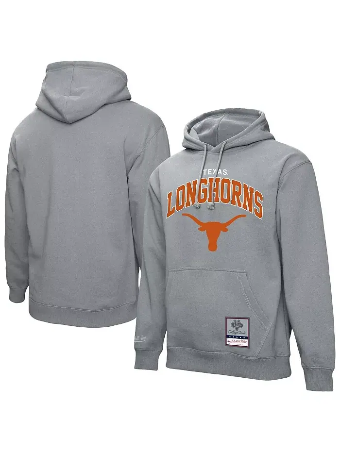 Мужская худи с капюшоном Heather Gray Texas Longhorns Classic Arch Mitchell & Ness — изображение 1 из 3