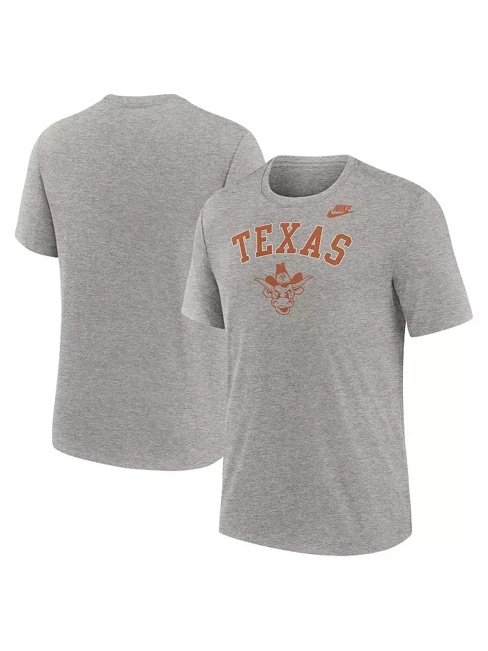 Мужская футболка Heather Gray Texas Longhorns Legacy Arch Tri-Blend Nike — изображение 1 из 3