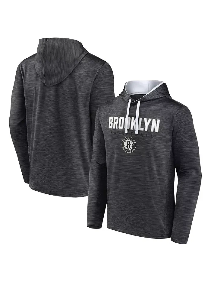 Мужская толстовка с капюшоном Fast Break Brooklyn Nets в сером меланже Fanatics — изображение 1 из 3