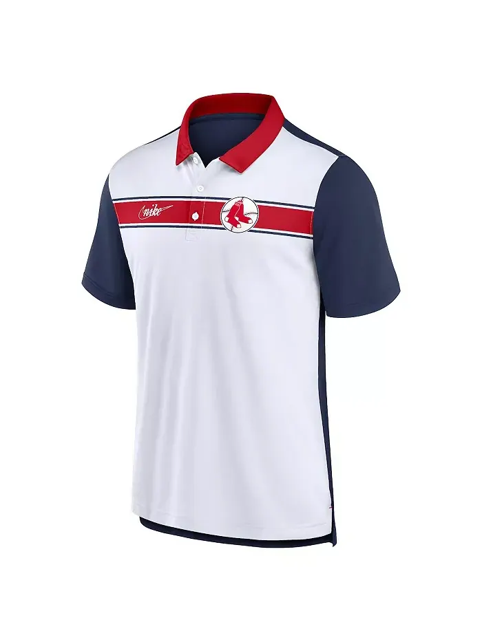 Мужская бело-синяя полосатая поло Boston Red Sox Rewind Nike — изображение 2 из 3