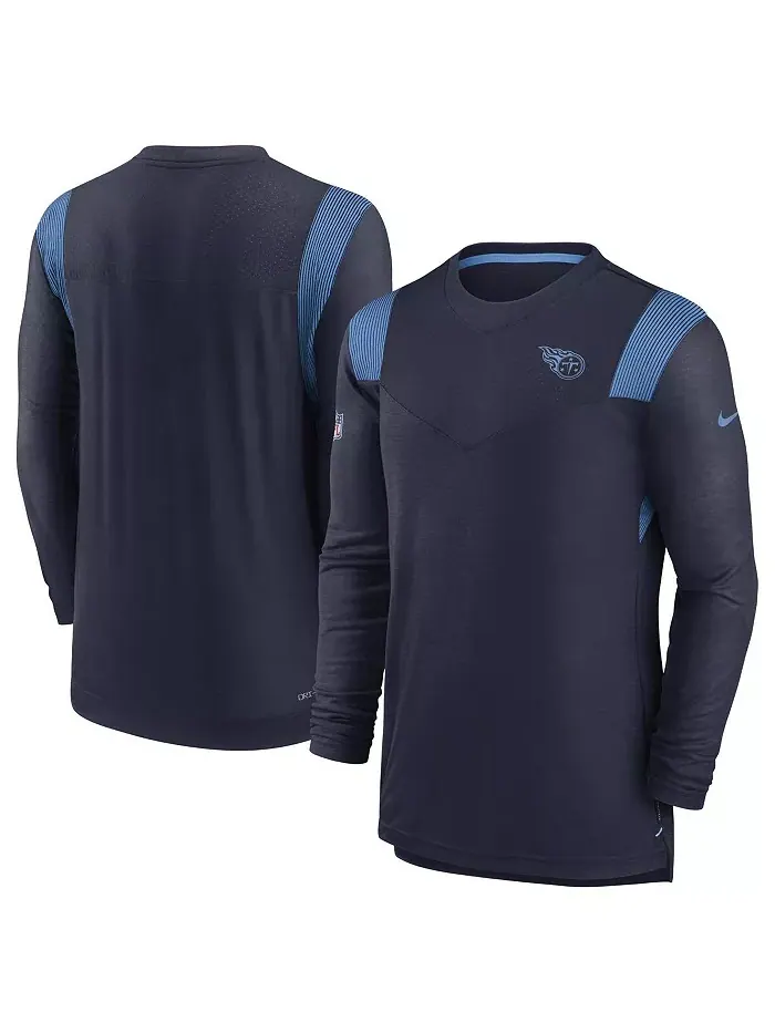 Мужская синяя футболка Tennessee Titans Sideline Tonal Logo Performance Player с длинным рукавом — изображение 1 из 1