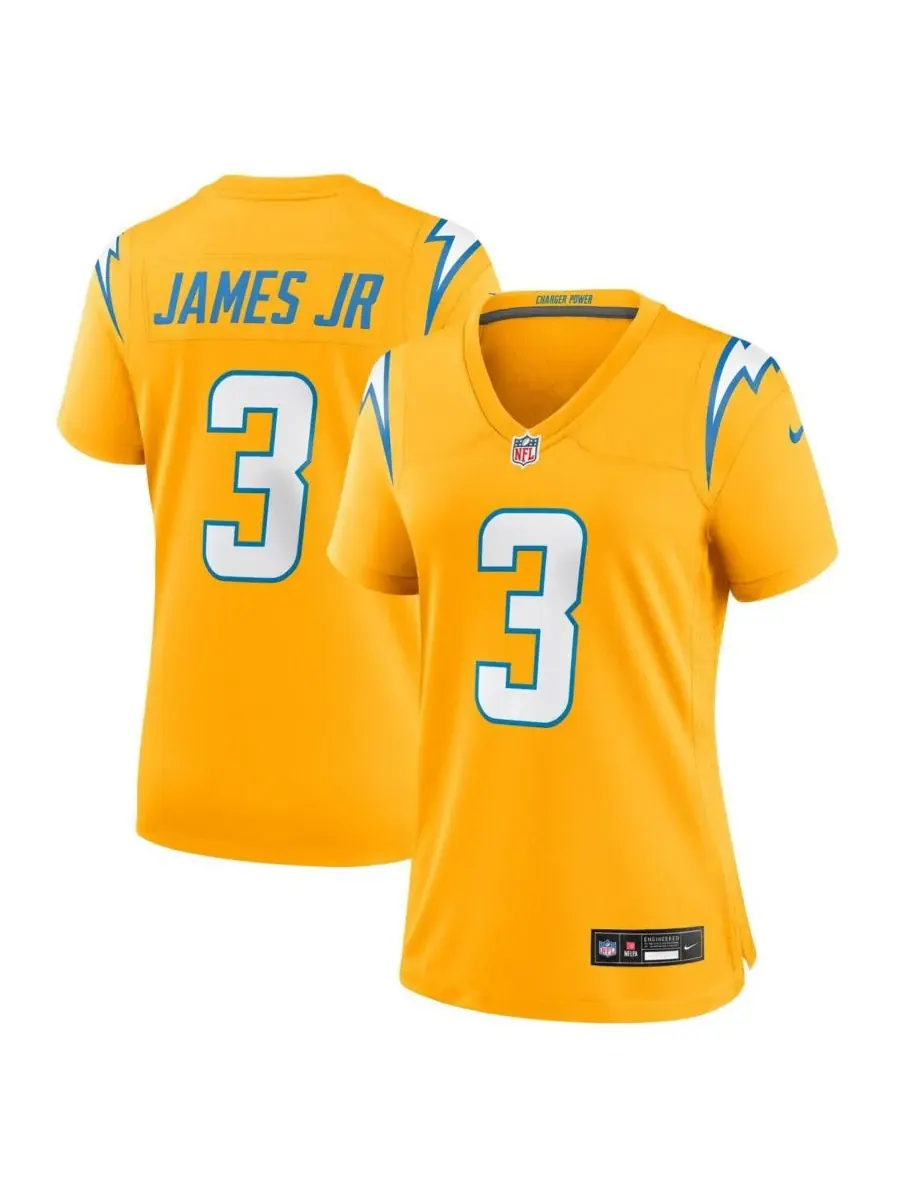 Женская золотая футболка Дервина Джеймса-младшего с символикой Los Angeles Chargers (альтернативная — изображение 1 из 3
