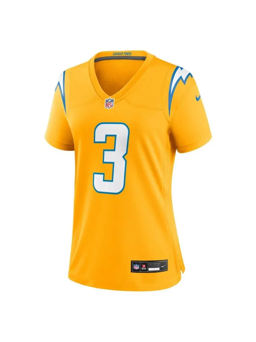 Женская золотая футболка Дервина Джеймса-младшего с символикой Los Angeles Chargers (альтернативная — изображение 2 из 3
