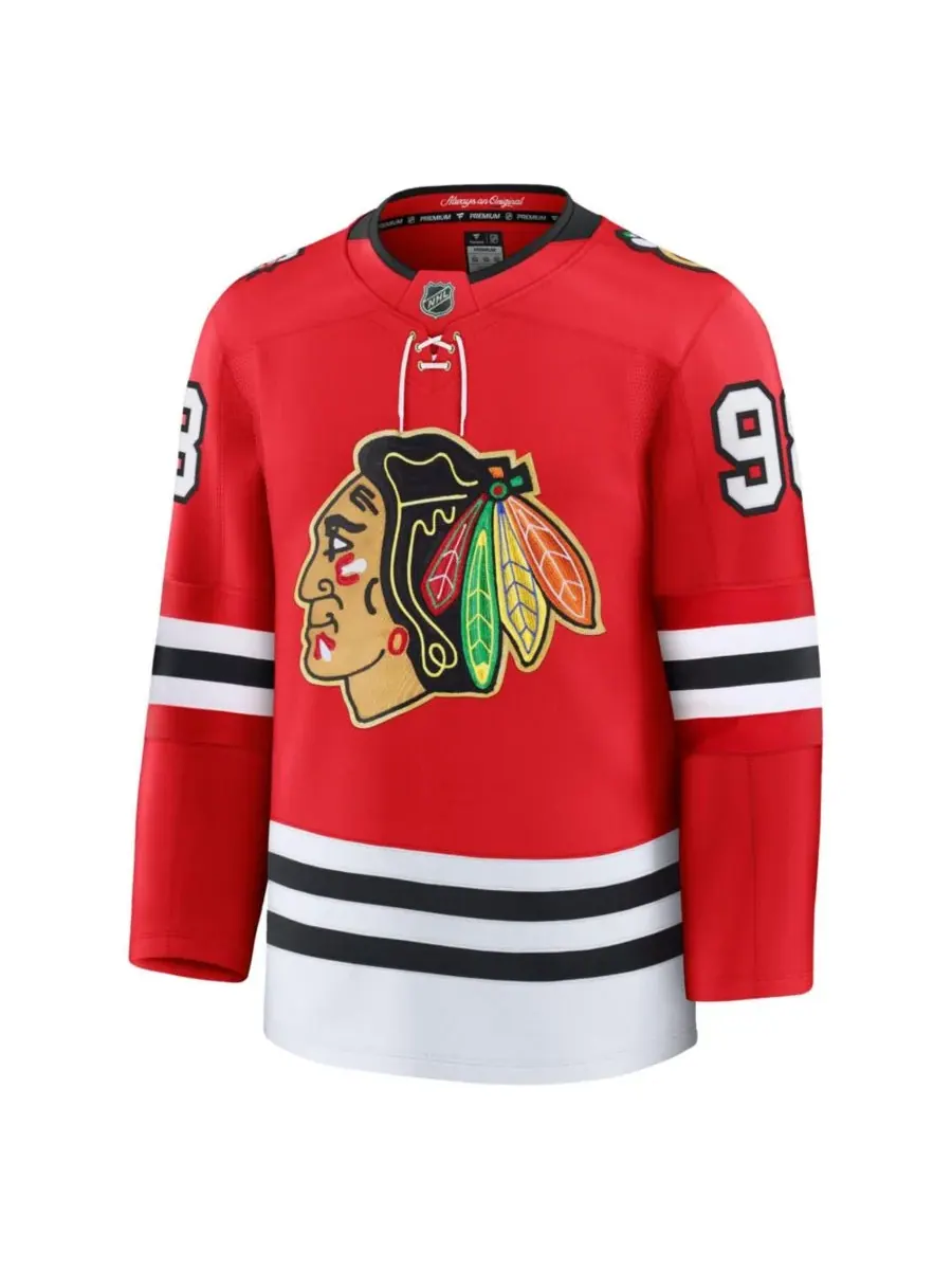 Fanatics Мужская красная футболка Connor Bedard Chicago Blackhawks Centennial Premium — изображение 2 из 3, красный