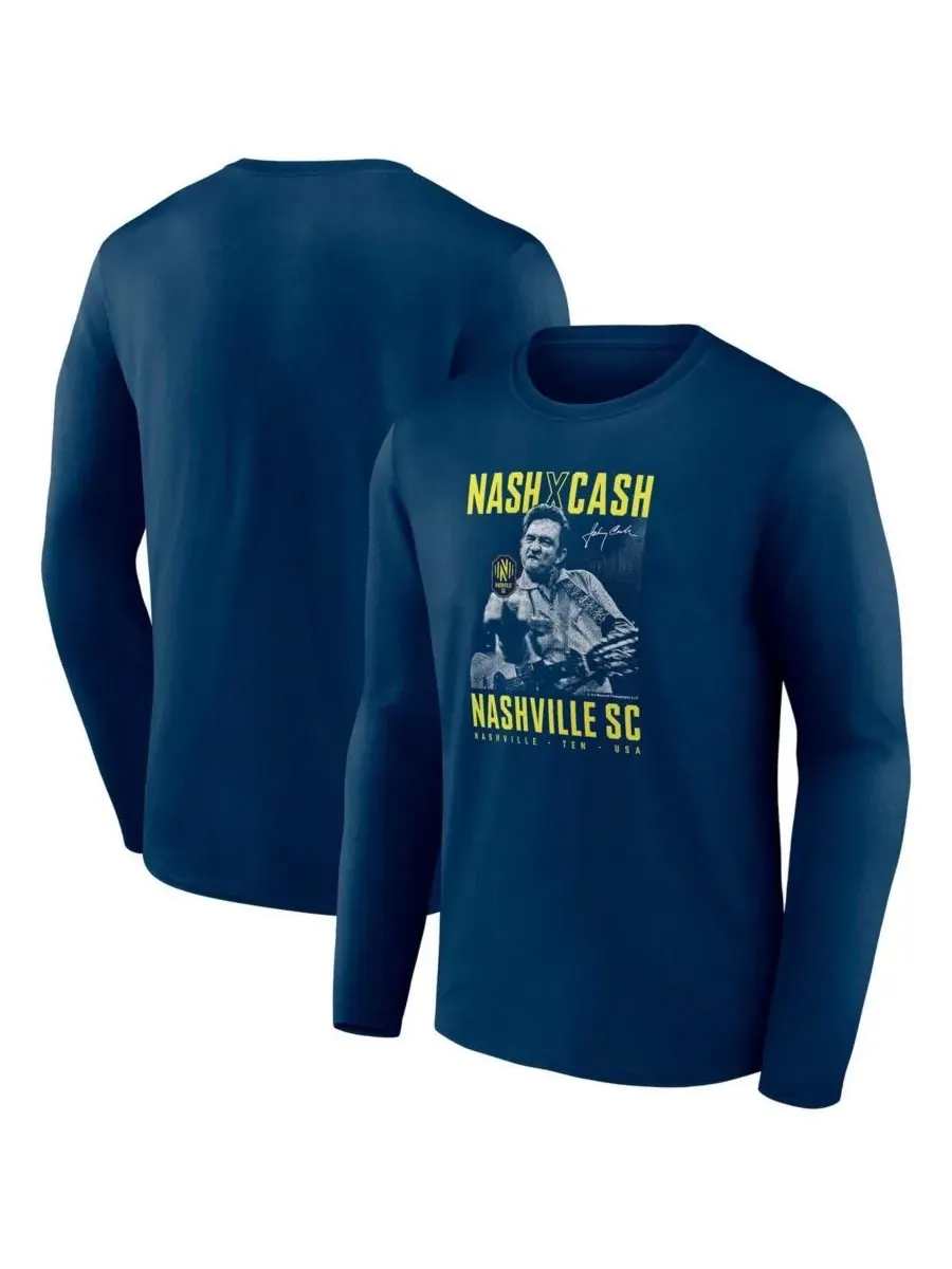 Fanatics Мужская темно-синяя футболка с длинным рукавом Nashville SC Johnny Cash Finger — изображение 1 из 3, темно-синий