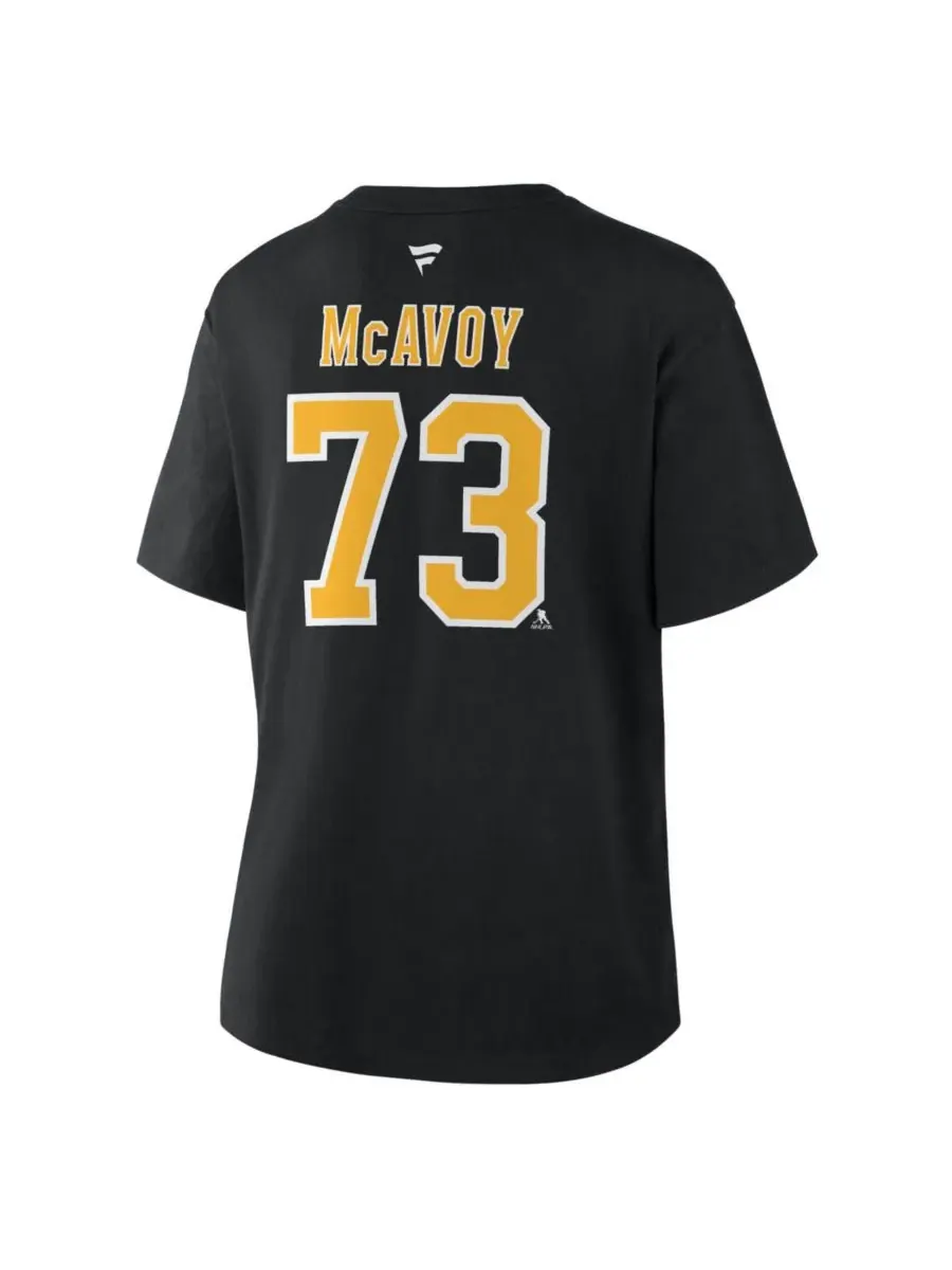 Fanatics Женская черная футболка Чарли МакЭвоя с номером игрока команды Boston Bruins — изображение 3 из 3, черный